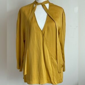 Theory yellow silk blouse size small